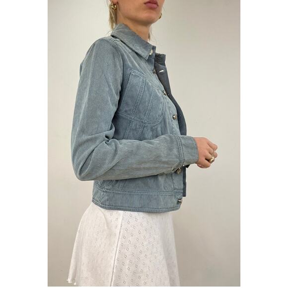Versace Jeans Couture VTG Womens Blue Button Corduroy Collared Basic Jacket M - Picture 4 of 16